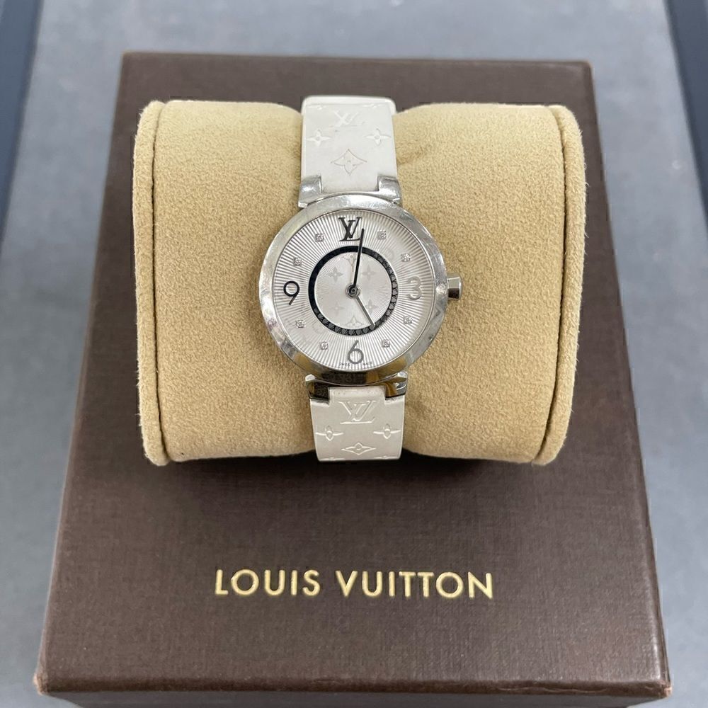 Authentic Louis Vuitton 28mm Tambour Diamond White wristwatch
